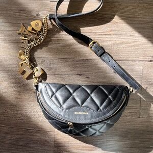Balenciaga Charm Quilted Black Leather Bag